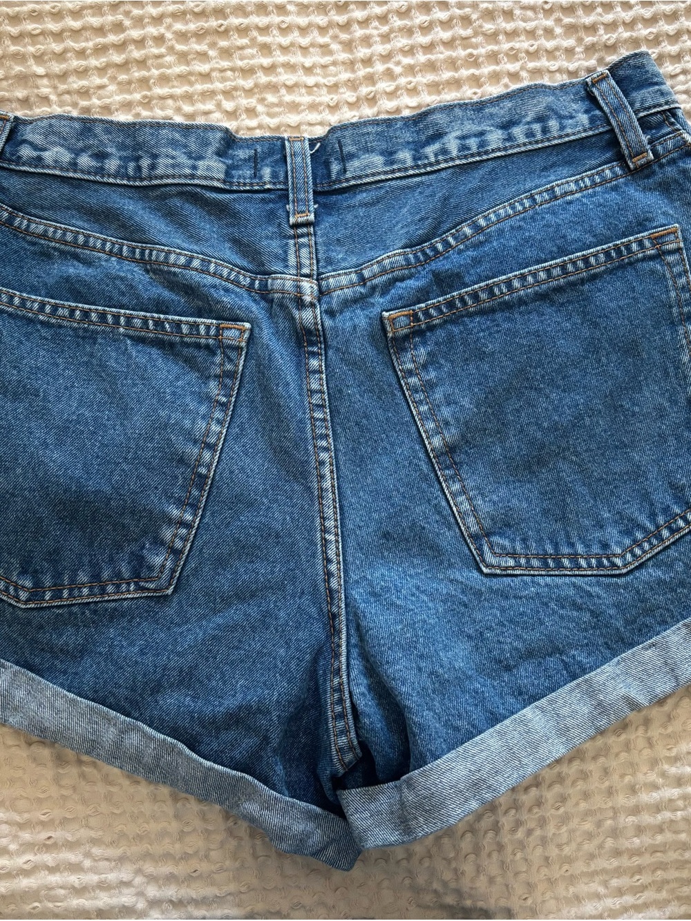 Abercrombie & Fitch Medium Blue Rolled-Hem Denim Shorts - Picture 2 of 3